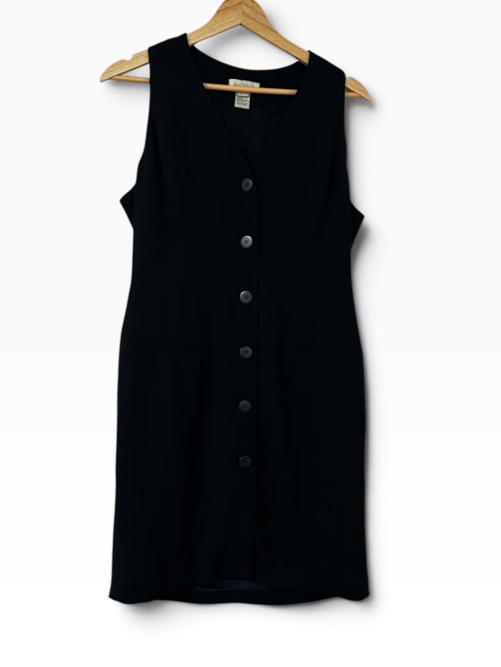 Vintage Ann Taylor Sleeveless Vest Dress Women’s Size 4 Navy Dark Blue V Neck